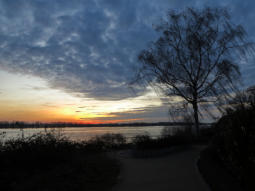 Winterabend an der Elbe in Wedel